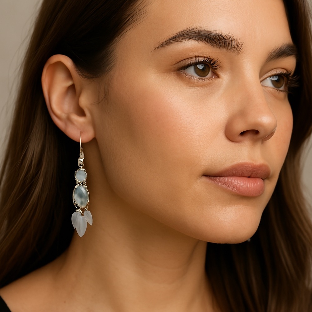 Paparazzi Earrings dangle silver and turquoise color 2” long New